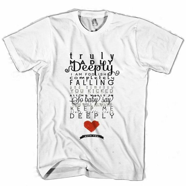 new one direction truly madly deeply lyrics shirt s to xxxl short sleeve t shirt cotton t shirts tee
new one direction truly madly deeply lyrics shirt s to xxxl short sleeve t shirt cotton t shirts tee