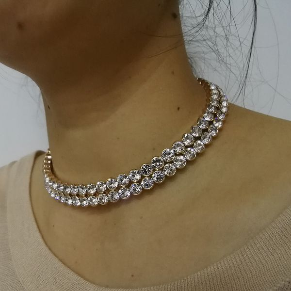 chokers 2-row big crystal necklaces for women gold-color collier femme luxury austrian statement necklace, Golden;silver
chokers 2-row big crystal necklaces for women gold-color collier femme luxury austrian statement necklace, Golden;silver