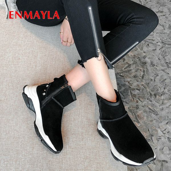 enmayla 2020 cow suede women shoes fur leather boots women slip-on winter snow boots round toe ankle size 34-40, Black
enmayla 2020 cow suede women shoes fur leather boots women slip-on winter snow boots round toe ankle size 34-40, Black
