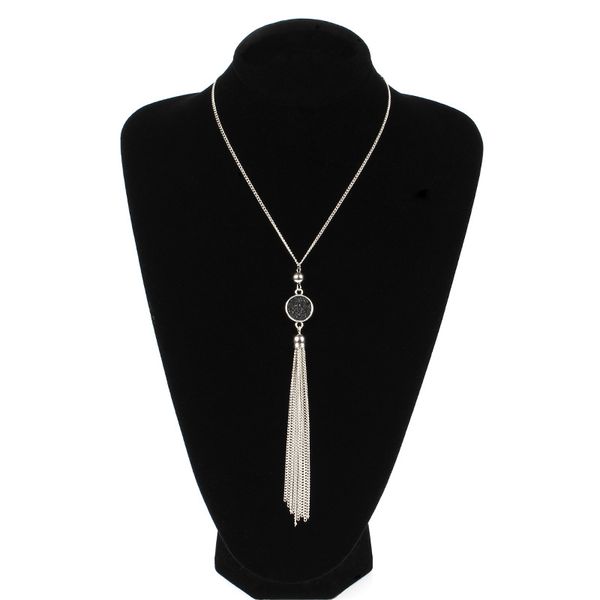 fashion alloy tassel long pendant necklace silver color resin round sweater chain necklace women collares jewelry
fashion alloy tassel long pendant necklace silver color resin round sweater chain necklace women collares jewelry
