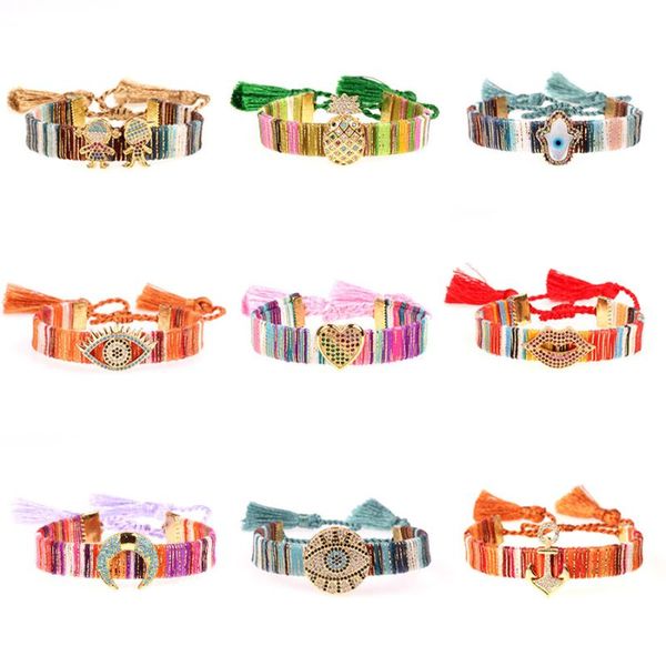 charm bracelets multicolor bohemian handmade woven bracelet for women fashion eye heart letter lip rainbow cz rope friendship, Golden;silver
charm bracelets multicolor bohemian handmade woven bracelet for women fashion eye heart letter lip rainbow cz rope friendship, Golden;silver