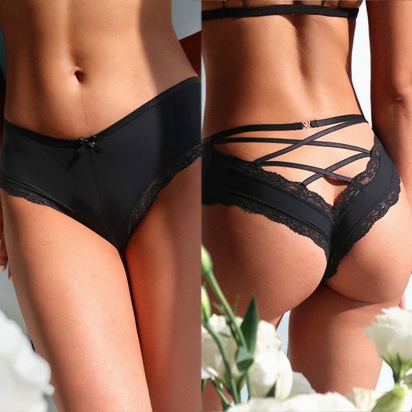 women's panties back crossing bandage hollow out lace edge seamless underwear women transparent lingerie solid briefs thong, Black;pink
women's panties back crossing bandage hollow out lace edge seamless underwear women transparent lingerie solid briefs thong, Black;pink