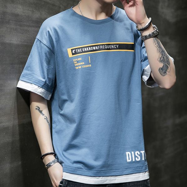 summer short sleeve t-shirt male harajuku printing trend t shirt loose casual streetwear clothing men's cotton hip hop tee, White;black 
summer short sleeve t-shirt male harajuku printing trend t shirt loose casual streetwear clothing men's cotton hip hop tee, White;black