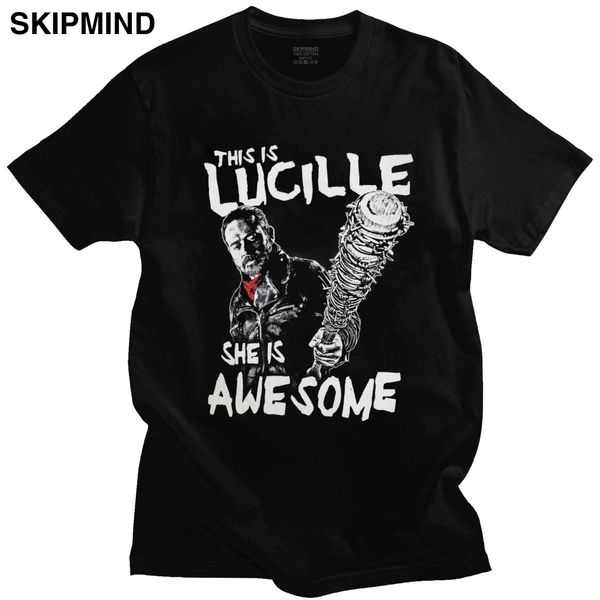 retro the walking dead t shirt men pure cotton lucille she is awesome t-shirt short sleeve negan zombie tee tv fans clothing
retro the walking dead t shirt men pure cotton lucille she is awesome t-shirt short sleeve negan zombie tee tv fans clothing