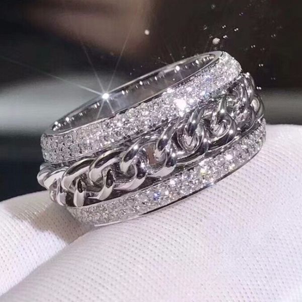 hip hop vintage fashion jewelry 925 sterling silver pave white clear cubic zircon rotatable chain women wedding ring gift, Golden;silver
hip hop vintage fashion jewelry 925 sterling silver pave white clear cubic zircon rotatable chain women wedding ring gift, Golden;silver
