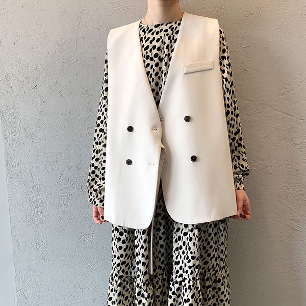 women's vests blazer vest double breast loose bandage fashion design solid female coat office lady all match outwear, Black;white
women's vests blazer vest double breast loose bandage fashion design solid female coat office lady all match outwear, Black;white