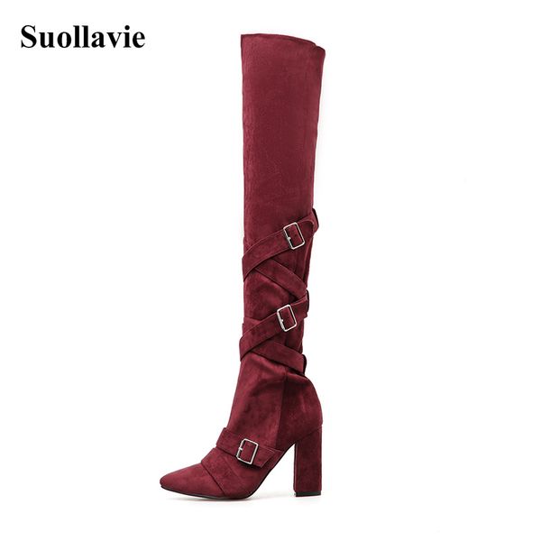 suollavie fashion 2021 flock over-the-knee women boots solid boots buckle shoes woman pionted toe dress female high heels, Black
suollavie fashion 2021 flock over-the-knee women boots solid boots buckle shoes woman pionted toe dress female high heels, Black