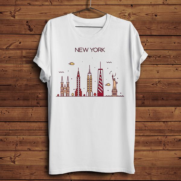 american city landmarks and skylines funny t shirt men 2019 summer new white casual homme cool tshirt