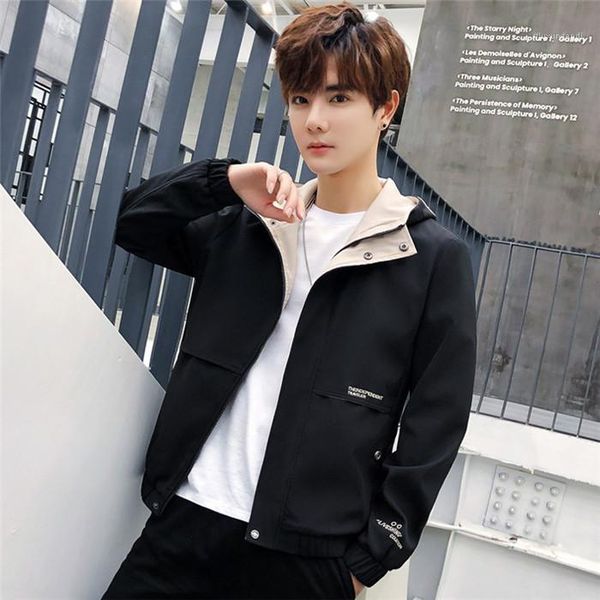 autumn coats solid color men designer outerwear clothing fashion slim mens jackets lapel neck hooded zipper spring, Black;brown
autumn coats solid color men designer outerwear clothing fashion slim mens jackets lapel neck hooded zipper spring, Black;brown