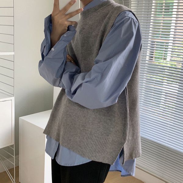 men's vest 2020 autumn and winter new handsome solid color loose sweater young people personality fashion trend clothing, Black;white
men's vest 2020 autumn and winter new handsome solid color loose sweater young people personality fashion trend clothing, Black;white