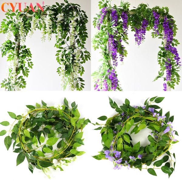 190cm artificial wisteria flowers rattan string vine leaves wedding arch decoration home garden wall hanging garland fake flower
190cm artificial wisteria flowers rattan string vine leaves wedding arch decoration home garden wall hanging garland fake flower