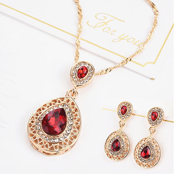 luxury red crystal jewelry sets water drop cubic zirconia cz stone necklace earring set woman wedding accessory valentine gifts, Silver
luxury red crystal jewelry sets water drop cubic zirconia cz stone necklace earring set woman wedding accessory valentine gifts, Silver