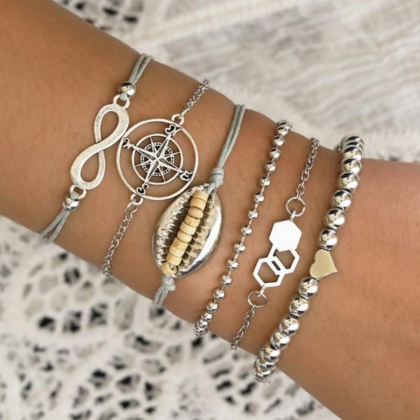 6 pcs/set alloy shell compass charm bracelet for women heart beads hand chains female 2020 fashion jewelry geometry bracelets, Golden;silver
6 pcs/set alloy shell compass charm bracelet for women heart beads hand chains female 2020 fashion jewelry geometry bracelets, Golden;silver
