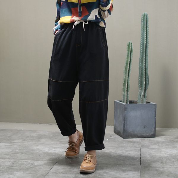 women's jeans fairynatural autumn spring women loose vintage long denim pants ladies casual drawstring trousers plus size elastic waist, Blue
women's jeans fairynatural autumn spring women loose vintage long denim pants ladies casual drawstring trousers plus size elastic waist, Blue