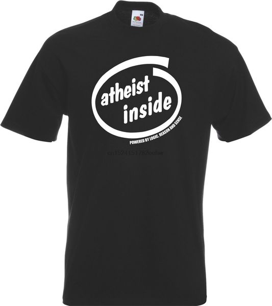 atheist inside powered by logic reason funny god atheism religion tshirt