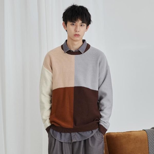 2020 new korean loose shoulder sleeve contrast color sweater men color block patchwork sweater men, White;black
2020 new korean loose shoulder sleeve contrast color sweater men color block patchwork sweater men, White;black