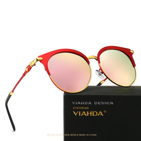 viahda women sunglasses fashion round ladies vintage retro brand designer female sun glasses, White;black
viahda women sunglasses fashion round ladies vintage retro brand designer female sun glasses, White;black