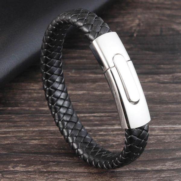 charm bracelets punk men jewelry braided leather bracelet handmade trendy stainless steel magnetic clasp male woven wristband gifts, Golden;silver
charm bracelets punk men jewelry braided leather bracelet handmade trendy stainless steel magnetic clasp male woven wristband gifts, Golden;silver
