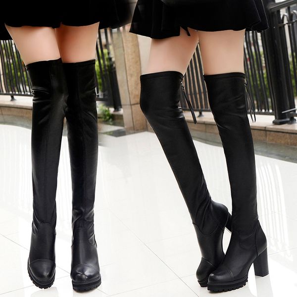 women's rubber boots autumn shoes boots-women zipper luxury designer thigh high heels high round toe winter footwear, Black
women's rubber boots autumn shoes boots-women zipper luxury designer thigh high heels high round toe winter footwear, Black