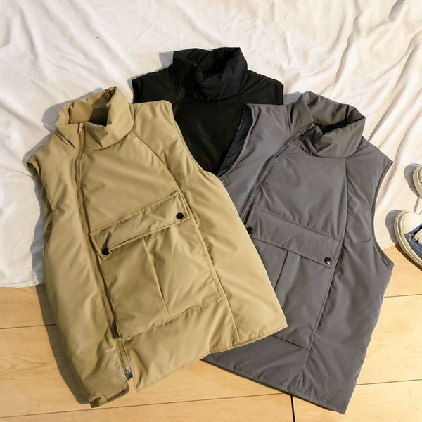 winter vest men's warm thick fashion big pocket cotton vest jacket men streetwear wild stand collar gilet coat male clothes, Black;white
winter vest men's warm thick fashion big pocket cotton vest jacket men streetwear wild stand collar gilet coat male clothes, Black;white