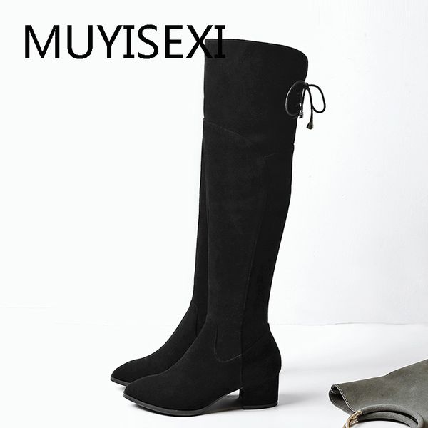 full genuine leather 5cm square heels over the knee boots black long warm women winter shoes lace-up in behind ldi16 muyisexi
full genuine leather 5cm square heels over the knee boots black long warm women winter shoes lace-up in behind ldi16 muyisexi