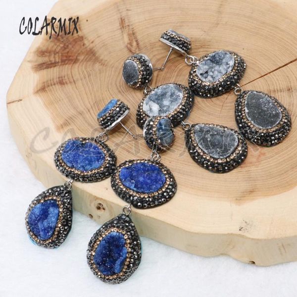 dangle & chandelier 5 pairs double druzy stone earrings mix colors jewelry gift wholesale 4887, Silver 
dangle & chandelier 5 pairs double druzy stone earrings mix colors jewelry gift wholesale 4887, Silver