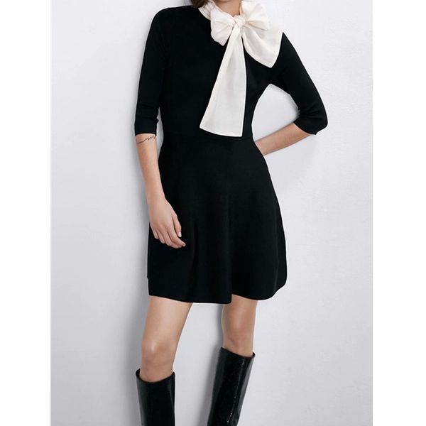 casual dresses bow collar women solid three quarter mini elegant party gown woman clothing dress female ladies, Black;gray
casual dresses bow collar women solid three quarter mini elegant party gown woman clothing dress female ladies, Black;gray