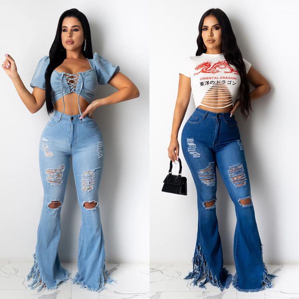 skinny sell high waist high street women trousers jeans tassel hole women flare summer, Blue
skinny sell high waist high street women trousers jeans tassel hole women flare summer, Blue