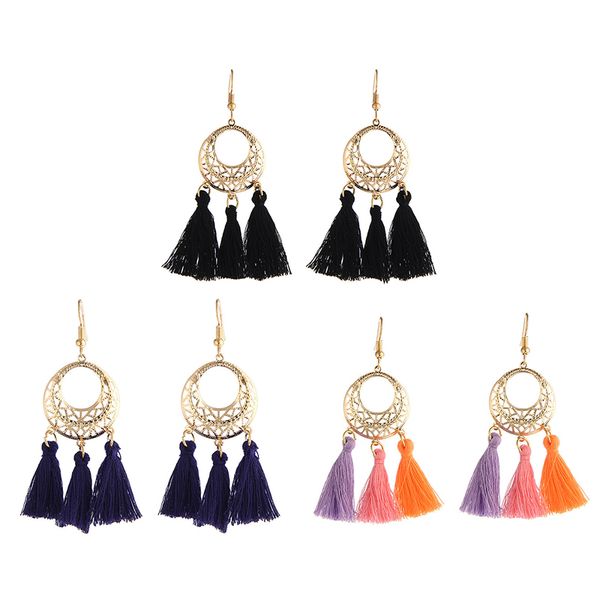 lisa eco-friendl zinc alloy tassel stud fashion earrings ethnic round earring ear jewelry korean earring 2020 bohemia, Golden;silver 
lisa eco-friendl zinc alloy tassel stud fashion earrings ethnic round earring ear jewelry korean earring 2020 bohemia, Golden;silver