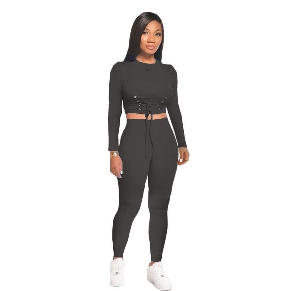 2020 women sport fitness 2 two piece set outfits long sleeve lacing crop t-shirt leggings pants set bodycon tracksuit, Gray
2020 women sport fitness 2 two piece set outfits long sleeve lacing crop t-shirt leggings pants set bodycon tracksuit, Gray