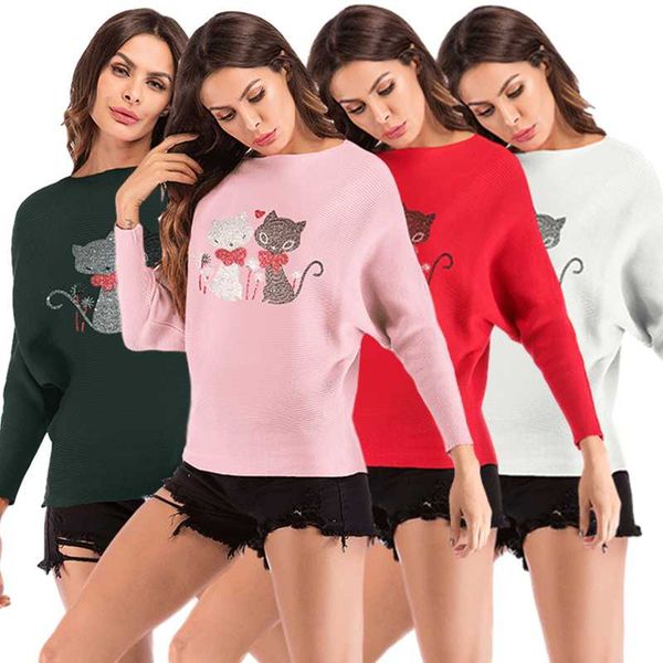 women's sweaters amazon's speed to sell through europe and the united states cat printing leisure knit sweater women cultivate one, White;black
women's sweaters amazon's speed to sell through europe and the united states cat printing leisure knit sweater women cultivate one, White;black