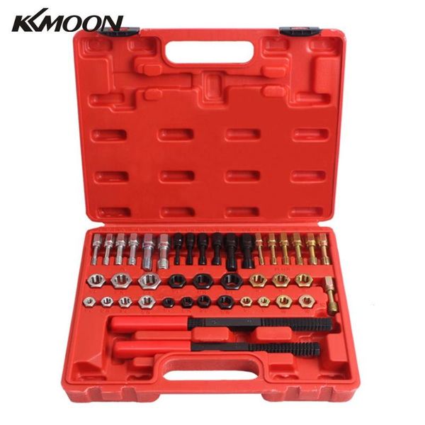 kkmoon 42pcs professional rethread reapir tools kit metric file thread file unf/unc rethreader dies taps