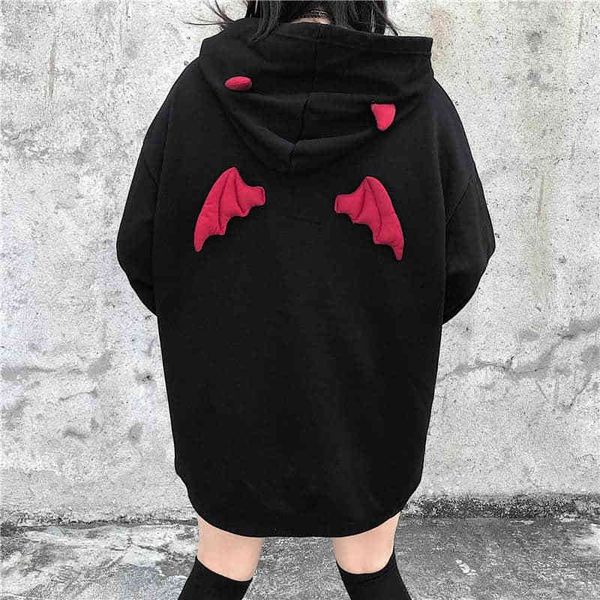 women sweatshirts high street harajuku cute hoodies punk gothic devil horn chic hooded pullover loose sweat cartoon fall spring, Black
women sweatshirts high street harajuku cute hoodies punk gothic devil horn chic hooded pullover loose sweat cartoon fall spring, Black