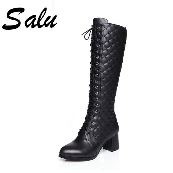 salu fashion boots women knee high boots high heels autumn winter motorcycle genuine leather lace-up shoes woman, Black
salu fashion boots women knee high boots high heels autumn winter motorcycle genuine leather lace-up shoes woman, Black