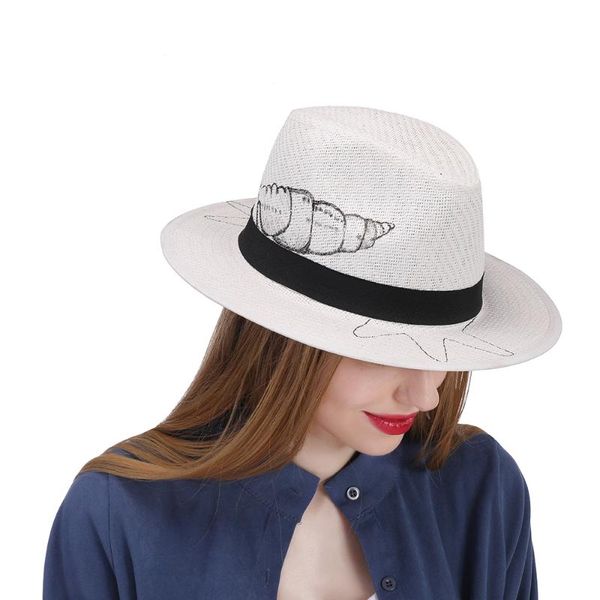 wide brim hats summer straw sun hat for women beach panama with hand-painted conch sunbonnet cap size 58cm, Blue;gray
wide brim hats summer straw sun hat for women beach panama with hand-painted conch sunbonnet cap size 58cm, Blue;gray