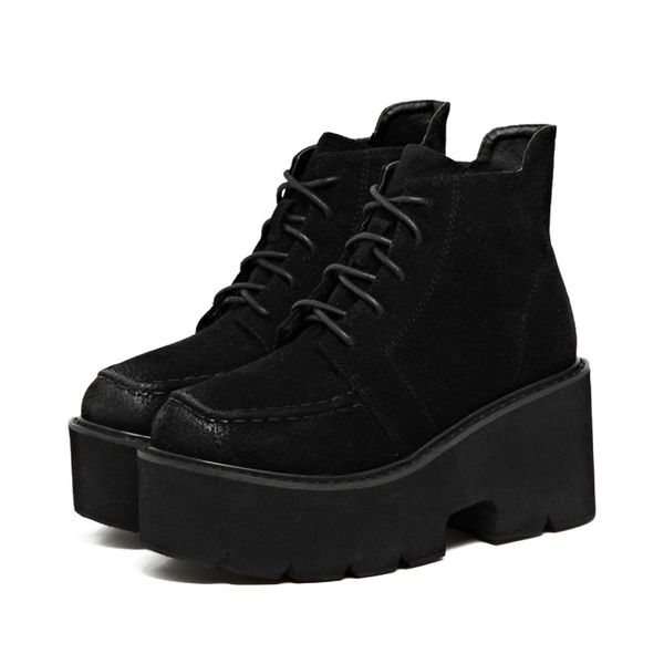 boots swonoc paltform women black wedges shoes 2021 autumn short ankle for chunky