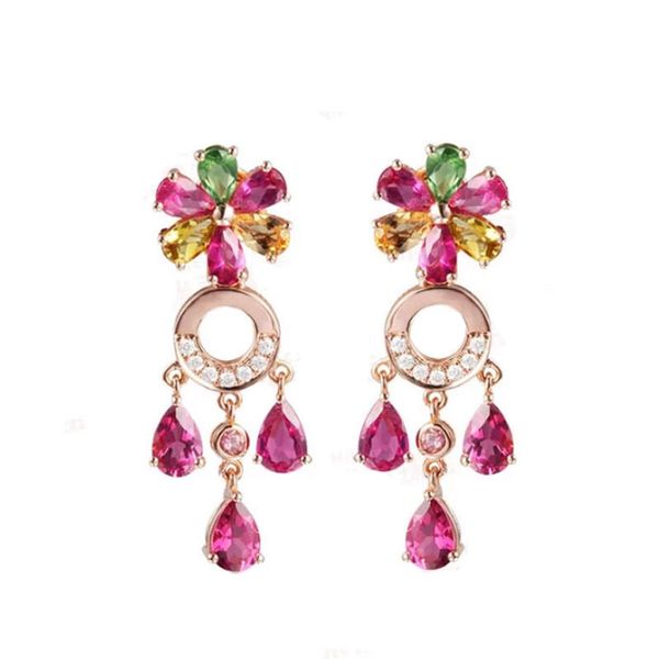 dangle & chandelier multicolored series korean-style red tourmaline earrings gold color insets ornament, Silver
dangle & chandelier multicolored series korean-style red tourmaline earrings gold color insets ornament, Silver