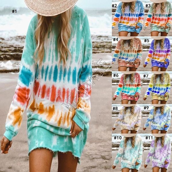 women clothing plus size dress tie dyed blouse hoodies dresses color gradient long sleeved knee length skirt casual pullover t-shirt d9801, White
women clothing plus size dress tie dyed blouse hoodies dresses color gradient long sleeved knee length skirt casual pullover t-shirt d9801, White