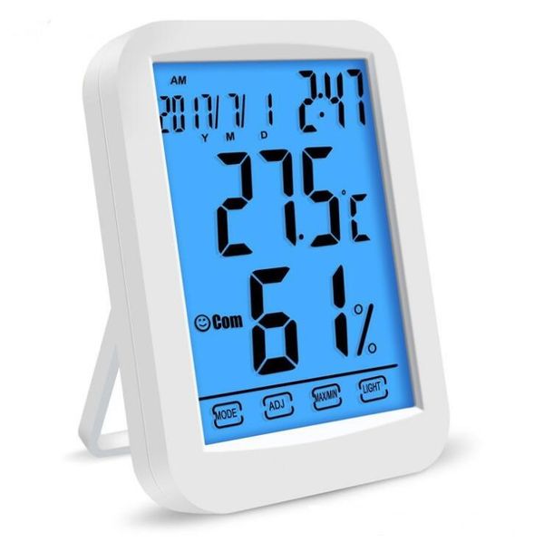 touch lcd screen thermometer humidity backlight household digital indoor temperature time monitor calendar alarm clock functions
touch lcd screen thermometer humidity backlight household digital indoor temperature time monitor calendar alarm clock functions