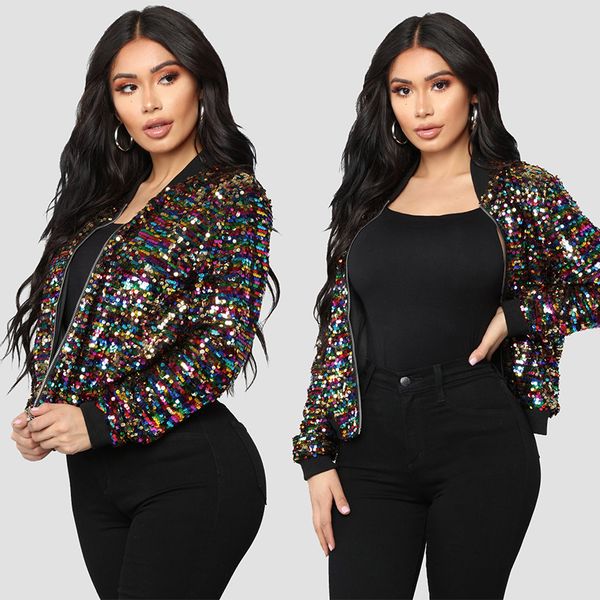 women's jackets spring autumn jacket stand casual punk coats and women 2021 sequins short bomber ladies outwear cdr2174, Black;brown
women's jackets spring autumn jacket stand casual punk coats and women 2021 sequins short bomber ladies outwear cdr2174, Black;brown