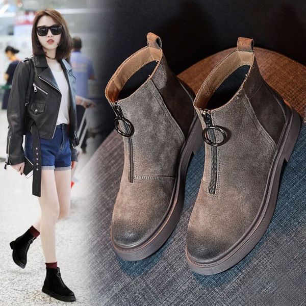 natascha winter short plush warm leather ankle boots ladies motorcycle boots low heel front zipper brand fashion woman brown, Black
natascha winter short plush warm leather ankle boots ladies motorcycle boots low heel front zipper brand fashion woman brown, Black