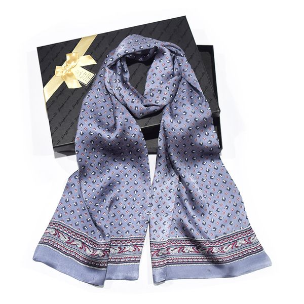 scarves double-layer silk long scarf men's trendy young people mulberry printed tie british style, Blue;gray
scarves double-layer silk long scarf men's trendy young people mulberry printed tie british style, Blue;gray