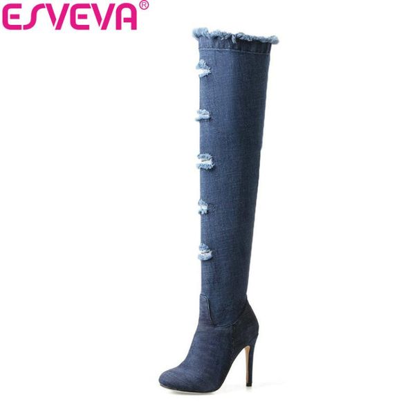 esveva 2020 women boots over knee high boots shoes thin high heels spring and autumn party ladies fashion size 34-43, Black
esveva 2020 women boots over knee high boots shoes thin high heels spring and autumn party ladies fashion size 34-43, Black