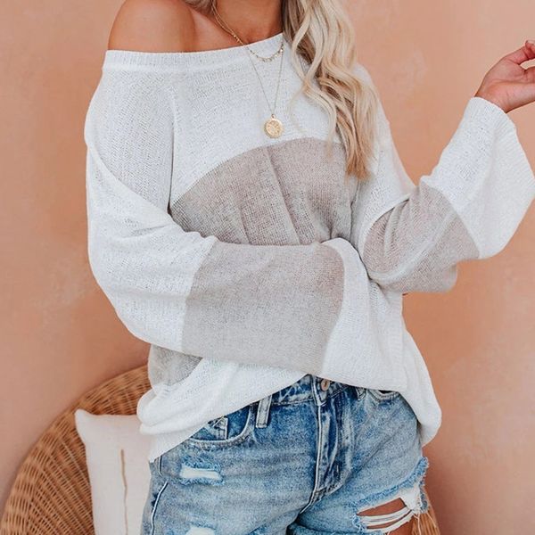 women loose color block knitted sweaters o-neck flare long sleeve female pullovers autumn fashion lady casual sweater oversized, White;black 
women loose color block knitted sweaters o-neck flare long sleeve female pullovers autumn fashion lady casual sweater oversized, White;black