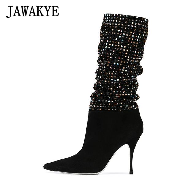 new rhinestone thin high heel mid calf boots women black suede pointy toe winter party crystal shoes woman botas mujer
new rhinestone thin high heel mid calf boots women black suede pointy toe winter party crystal shoes woman botas mujer