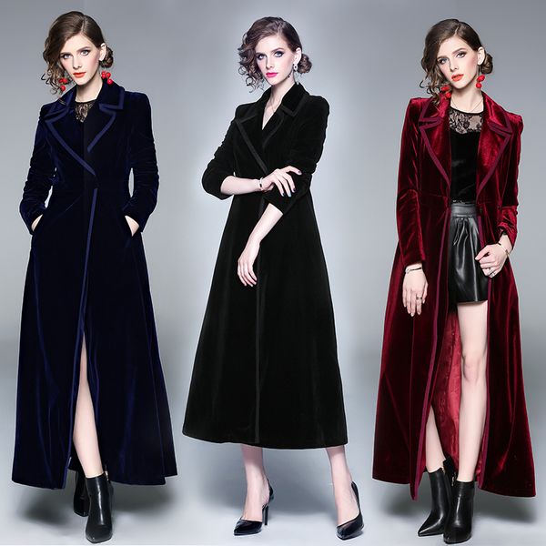 women's trench coats 2021 winter runway designer women vintage notched collar wrap black velvet maxi coat thick warm long outwear, Tan;black
women's trench coats 2021 winter runway designer women vintage notched collar wrap black velvet maxi coat thick warm long outwear, Tan;black