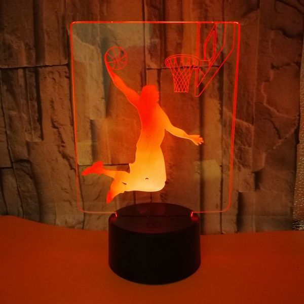 Acrylic Colorful Creative 3d Visual Lamp Playing Basketball 3d Night Lights Christmas Gift Atmosphere Table Lamp