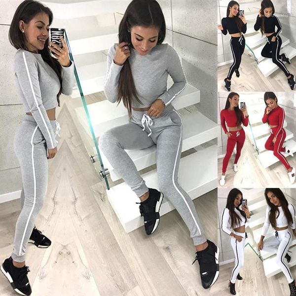 sleeve two piece sets striped exposed navel womens tracksuits solid color skinny o-neck women 2pcs casual long, Gray
sleeve two piece sets striped exposed navel womens tracksuits solid color skinny o-neck women 2pcs casual long, Gray