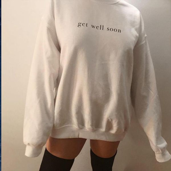 get well soon ariana grande sweetener crewneck sweatshirt women casual pullover long sleeve hoodie thank u next, Black
get well soon ariana grande sweetener crewneck sweatshirt women casual pullover long sleeve hoodie thank u next, Black