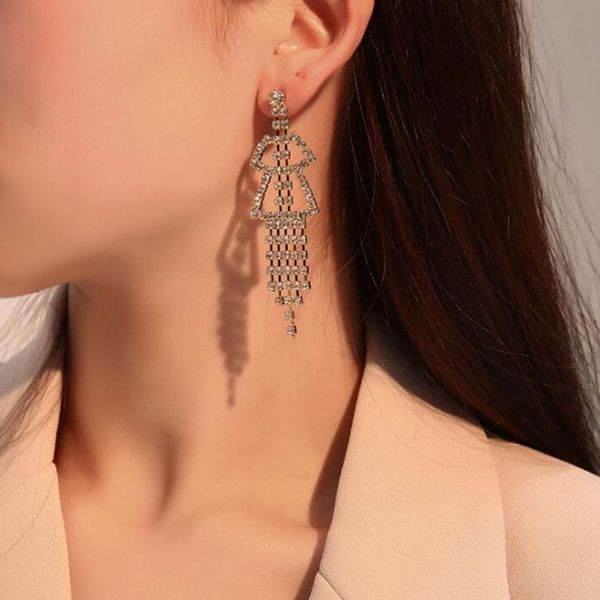 fashion long tassel dangle earrings for women bride wedding jewelry geometric hollow statement earring shiny rhinestone earings, Silver
fashion long tassel dangle earrings for women bride wedding jewelry geometric hollow statement earring shiny rhinestone earings, Silver